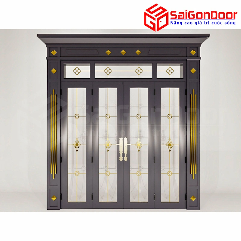 mẫu cửa nhôm kính giả gỗ đẹp
