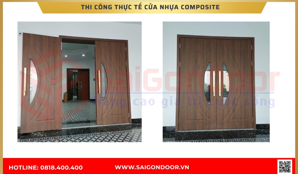 Hình ảnh thi công thực tế cửa nhựa composite