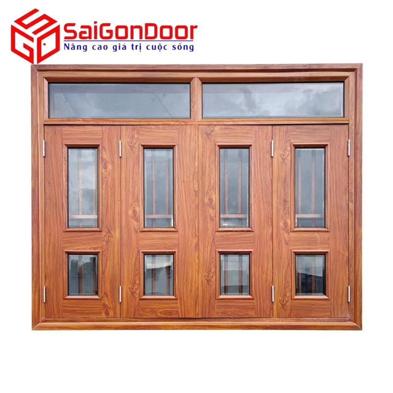 cửa sổ thép vân gỗ 4 cánh cửa sổ thép vân gỗ 4 cánh
