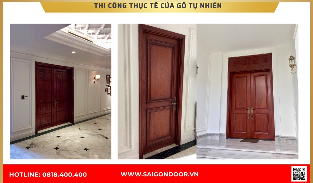 Hình ảnh thi công thực tế về cửa gỗ tự nhiên Kiên Giang