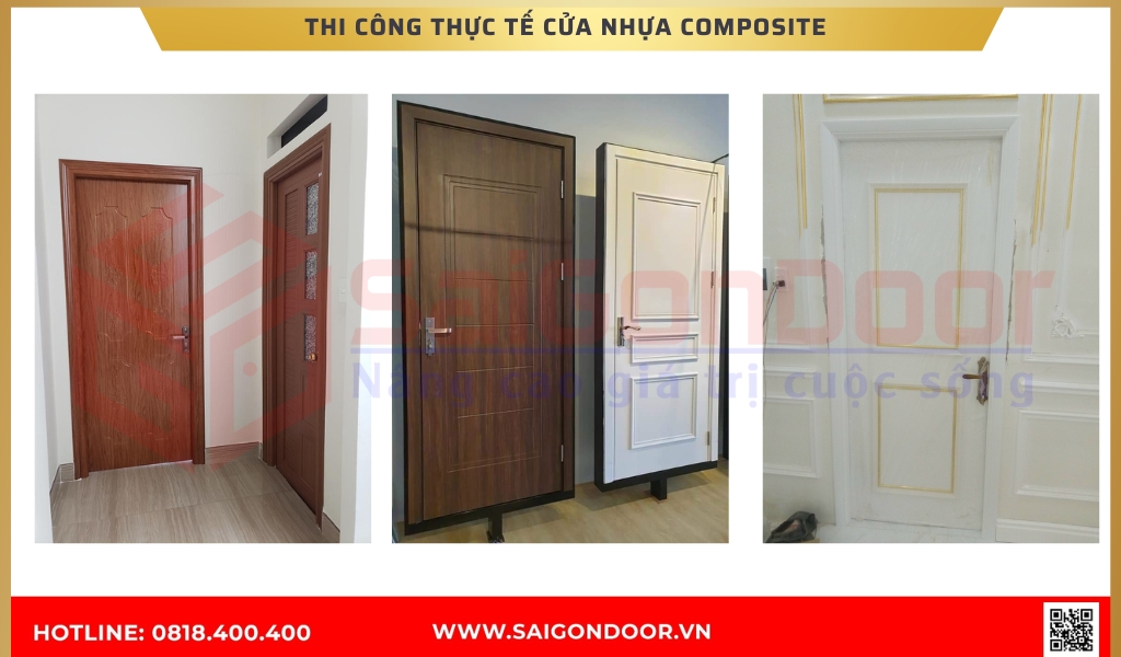 Hình ảnh thi công thực tế cửa nhựa composite