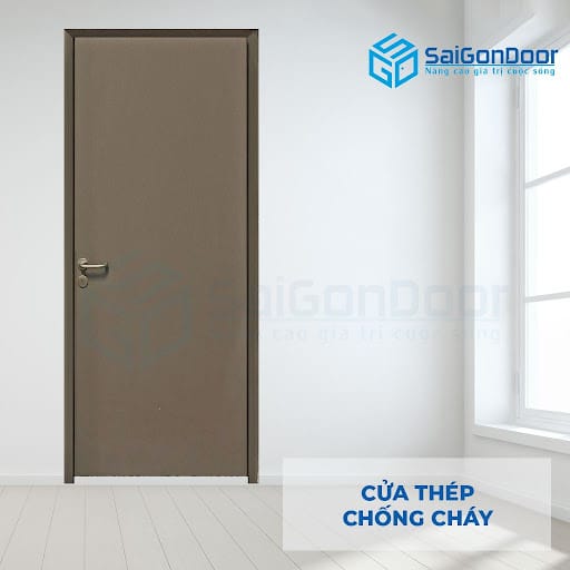 Cửa thép chống cháy 1 cánh có thể được tùy chỉnh về màu sắc, vật liệu