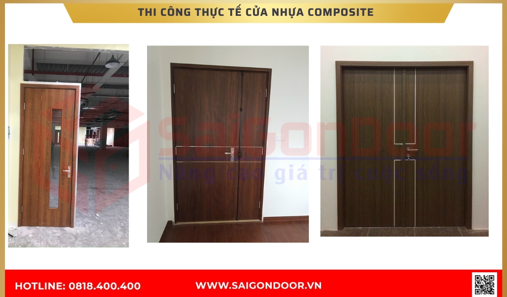 Hình ảnh thi công thực tế cửa nhựa composite Bình Dương