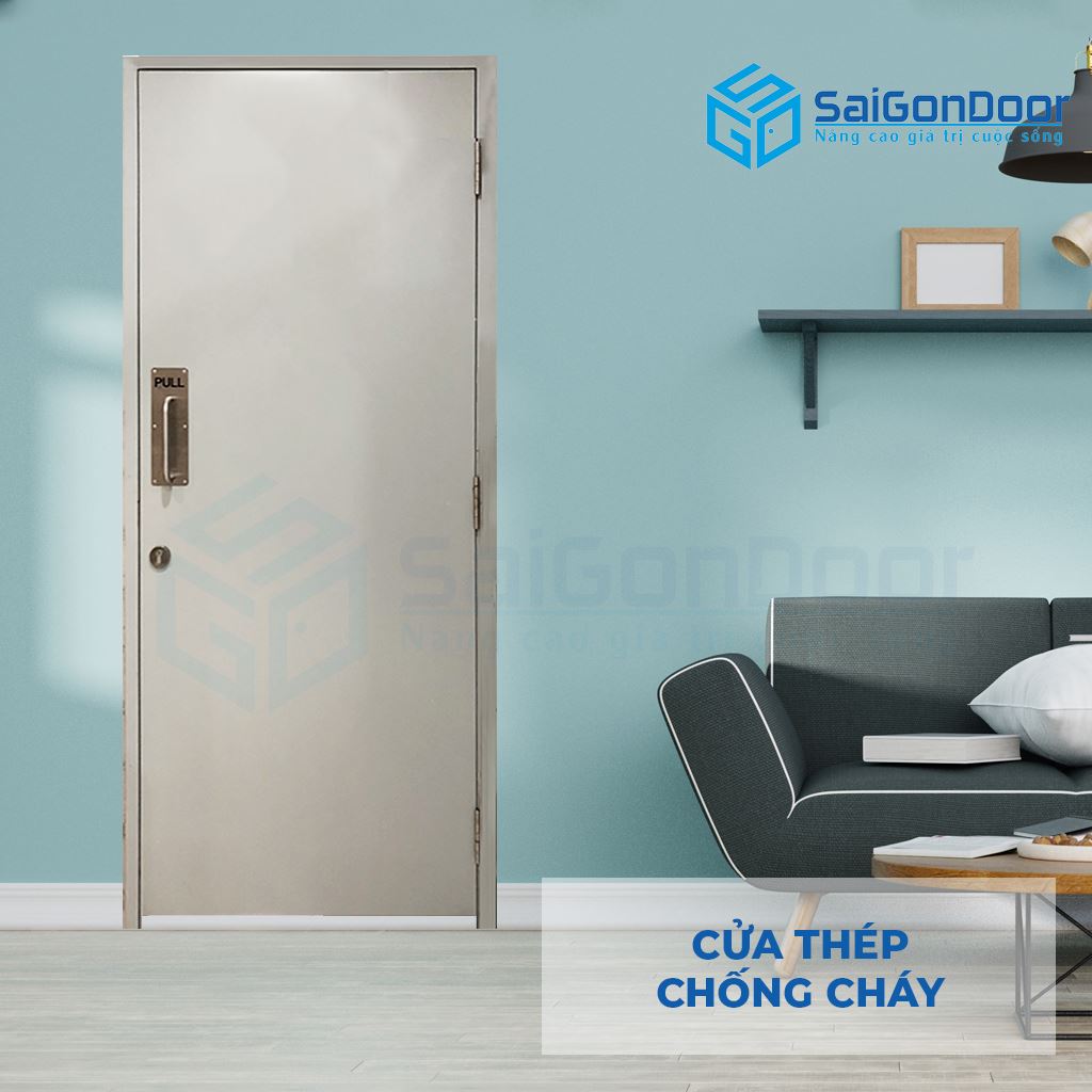 Cửa thép ngăn cháy P1 xám 1 cánh SGD