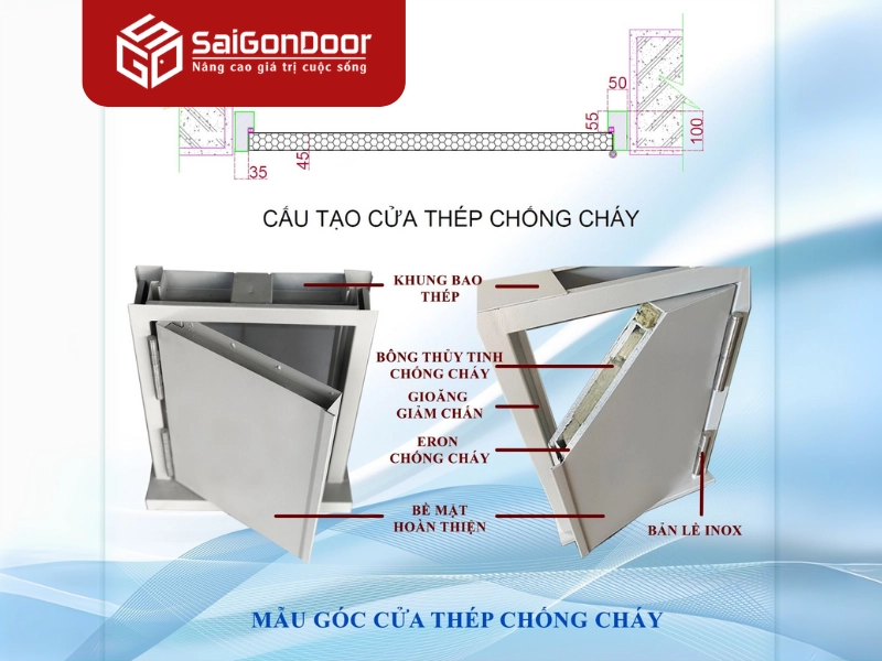 Cánh cửa là bộ phận tiếp xúc trực tiếp với nguồn nhiệt và đóng vai trò chính trong việc ngăn cháy