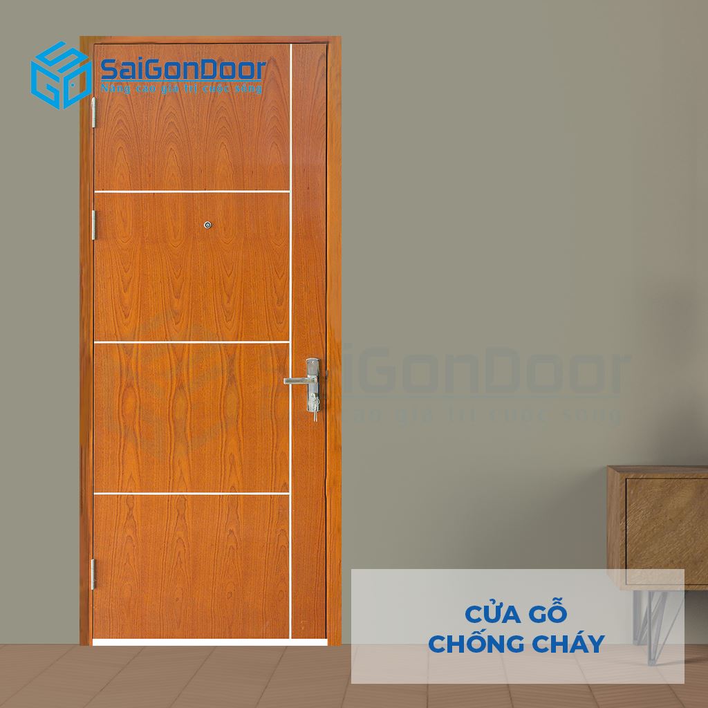 Mẫu cửa gỗ chống cháy MDF Veneer P1R5 xoan đào