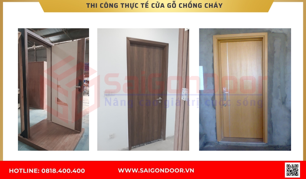 Hình ảnh thi công cửa gỗ chống cháy