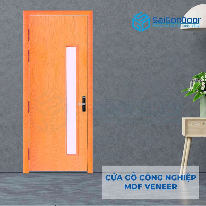 Cửa Gỗ MDF Veneer P1GL (Xoan Đào)