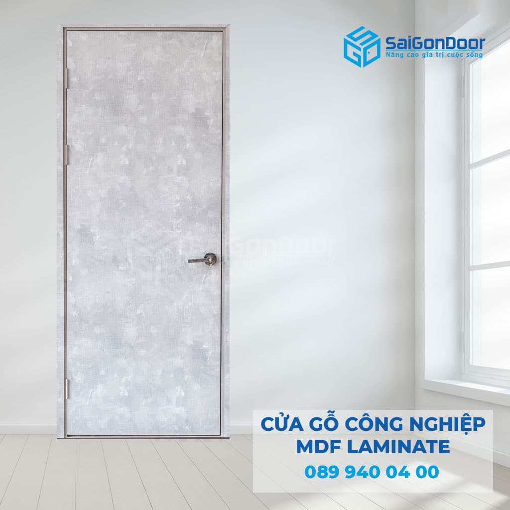 Cửa gỗ công nghiệp màu trắng MDF Laminate