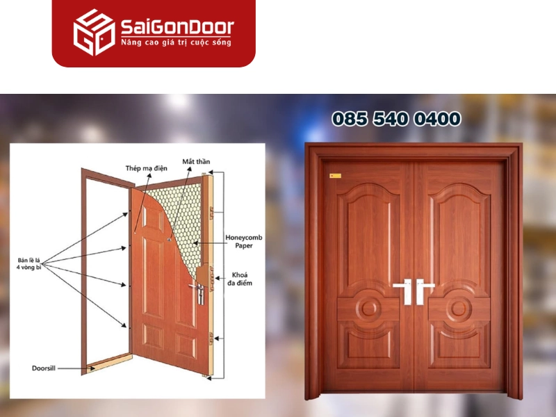 Cấu tạo cửa thép vân gỗ