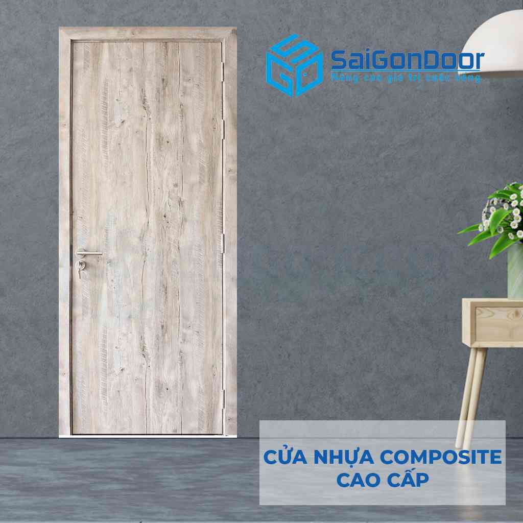 Cửa nhựa composite sơn giả vân gỗ đơn giản