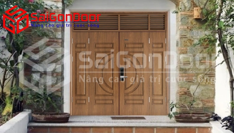 Mẫu cửa gỗ tự nhiên 4 cánh hiện đại