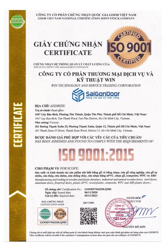 Chứng nhận quản lý chất lượng ISO 9001-2015