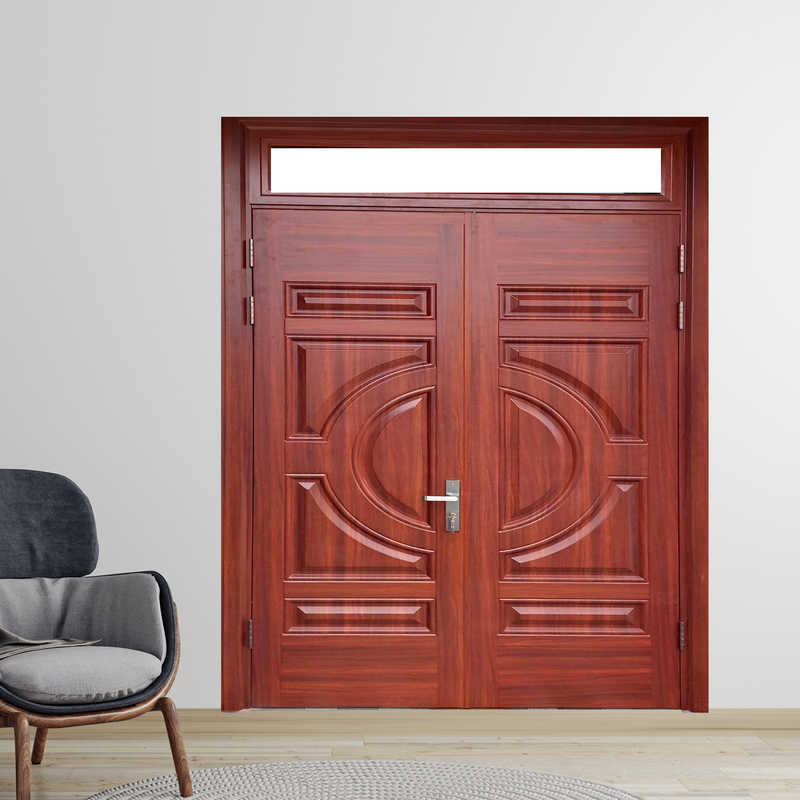 Cửa Thép Vân Gỗ 2 Cánh Bền Đẹp Cho Cửa Đi Chính