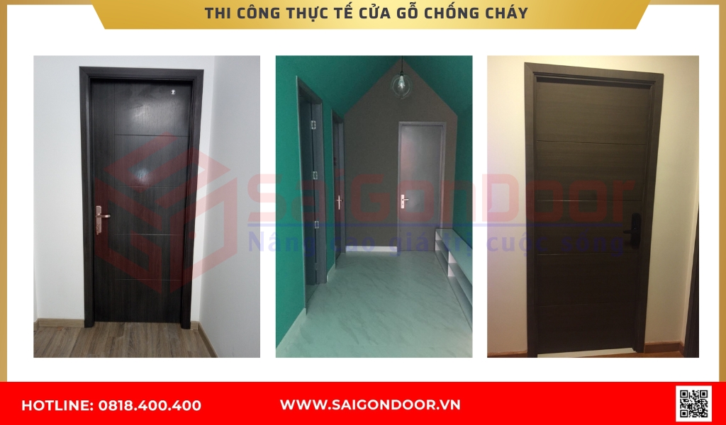 Hình ảnh thi công cửa gỗ chống cháy