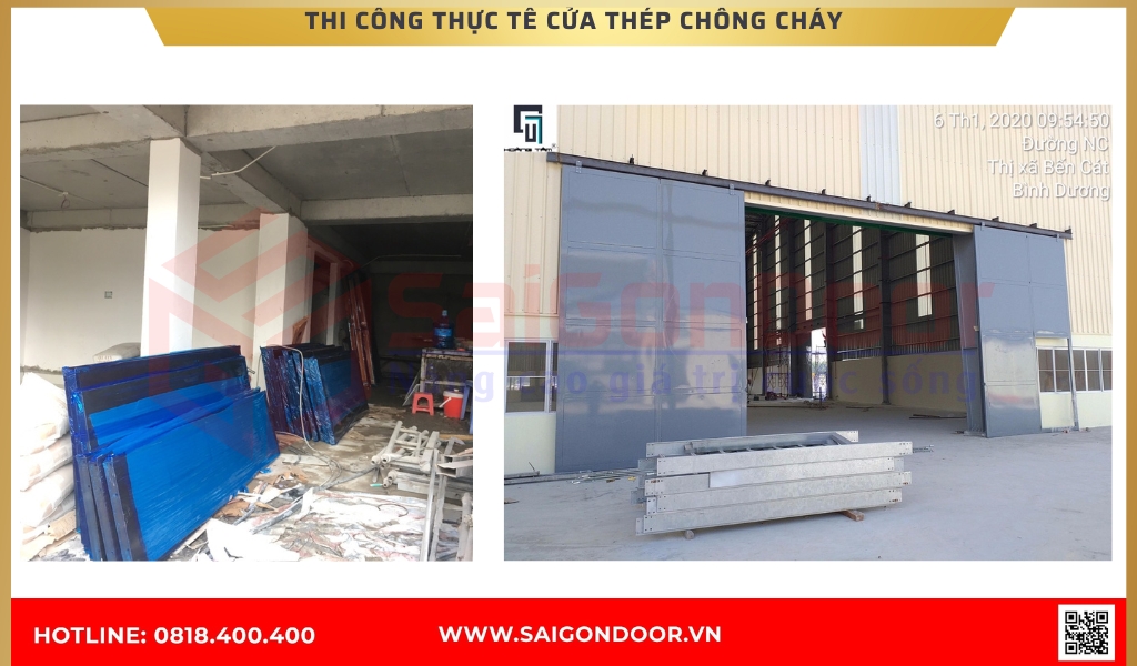 Hình ảnh thi công thực tế cửa thép chống cháy