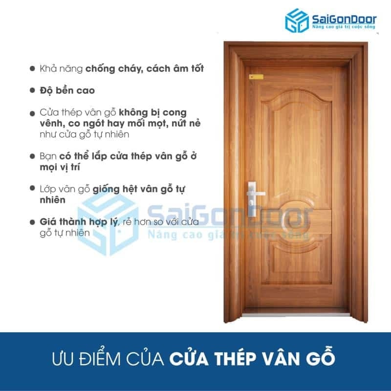 Cửa thép vân gỗ chống cháy có nhiều ưu điểm vượt trội 