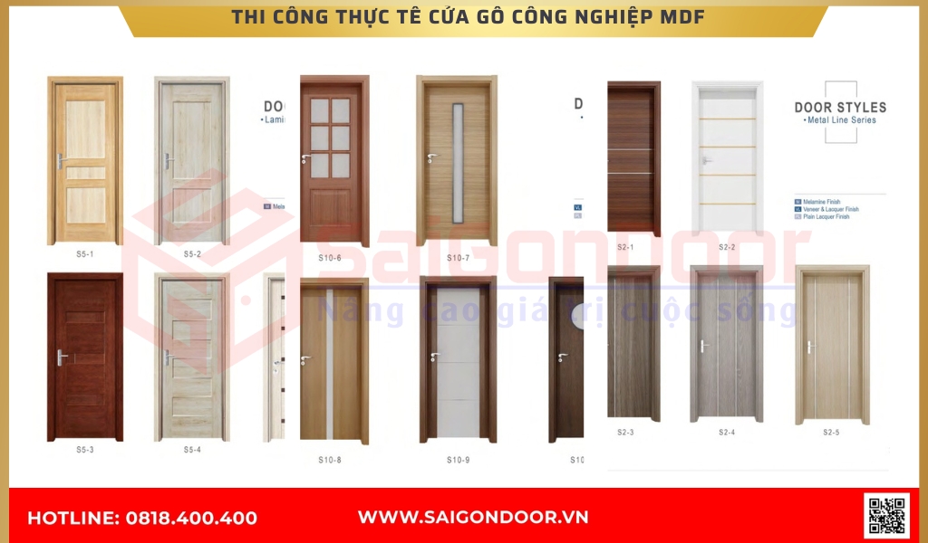 Hình ảnh thi công thực tế cửa gỗ công nghiệp MDF