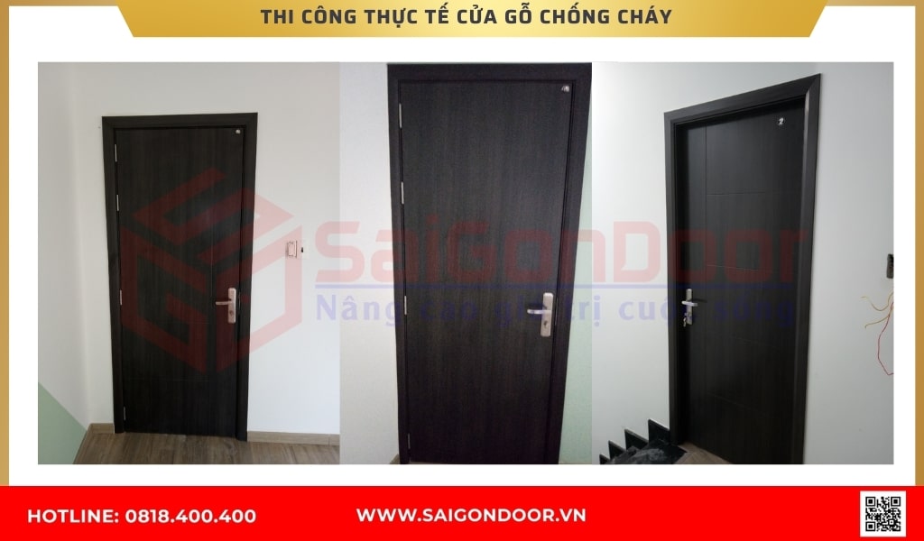 Thi công thực tế cửa gỗ chống cháy