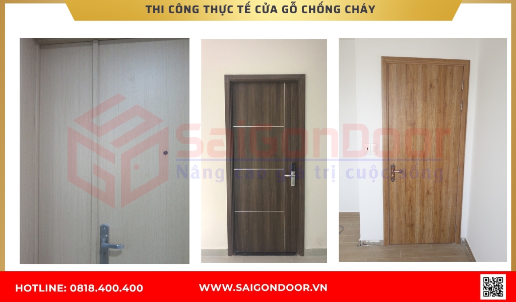 Hình ảnh thi công cửa gỗ chống cháy