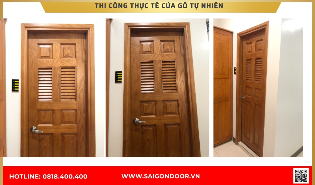 Hình ảnh thi công thực tế về cửa gỗ tự nhiên An Giang