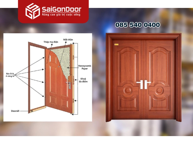 Lắp ráp và hoàn thiện cửa thép vân gỗ