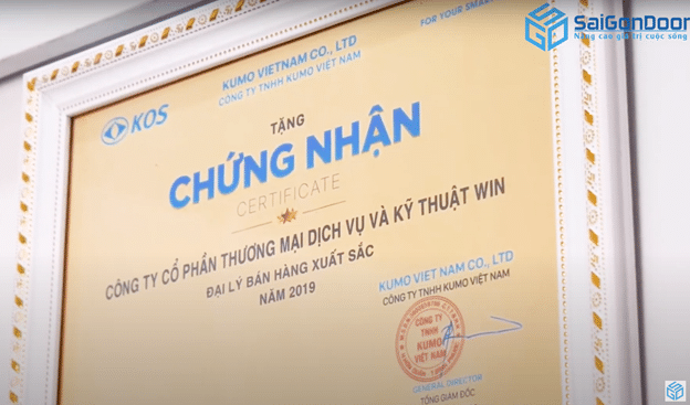 Chứng nhận đại lý bán hàng xuất sắc