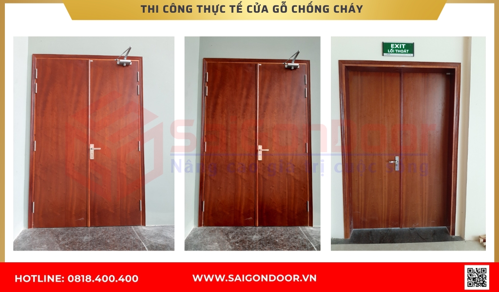 Hình ảnh thi công cửa gỗ chống cháy