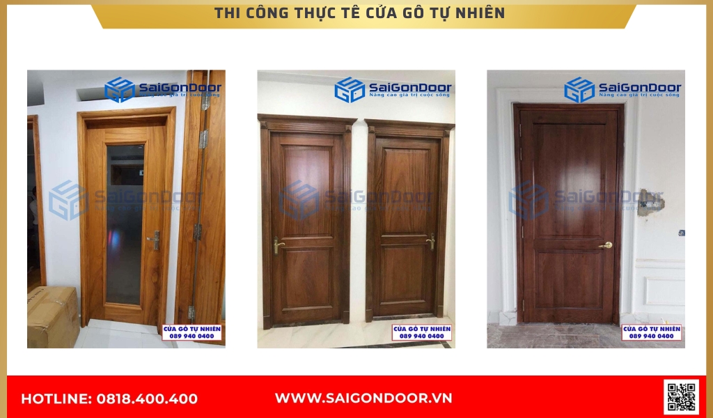 Hình ảnh công trình thực tế cửa gỗ tự nhiên Bình Dương