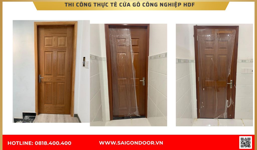 Hình ảnh công trình thực tế cửa gỗ công nghiệp HDF Bình Dương