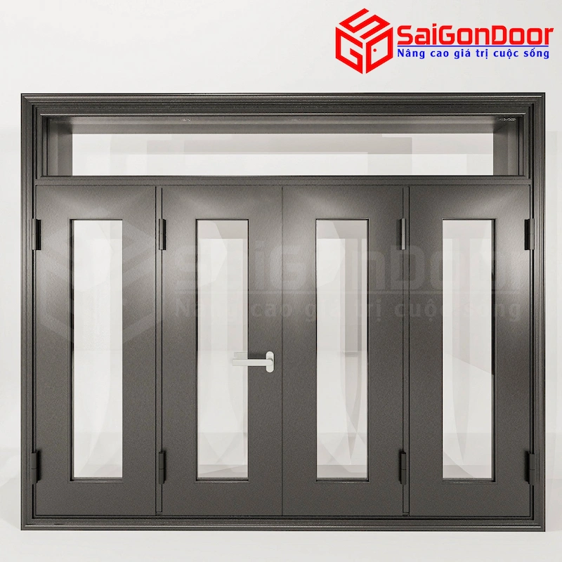 cửa nhôm giả gỗ 2 cánh