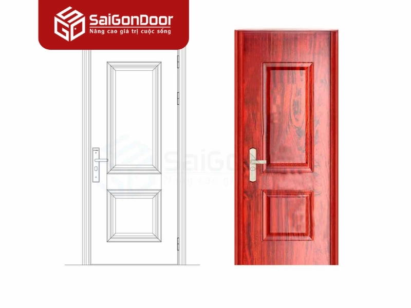Chất lượng vật liệu và lớp phủ vân gỗ của cửa thép vân gỗ cho nhà vệ sinh