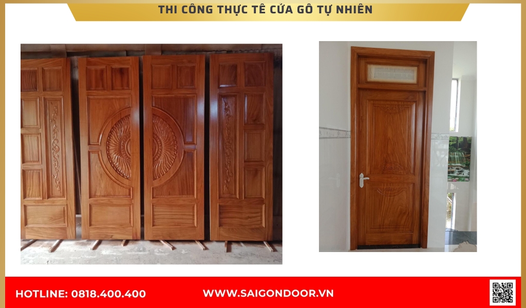 Hình ảnh thi công thực tế về cửa gỗ tự nhiên Kiên Giang