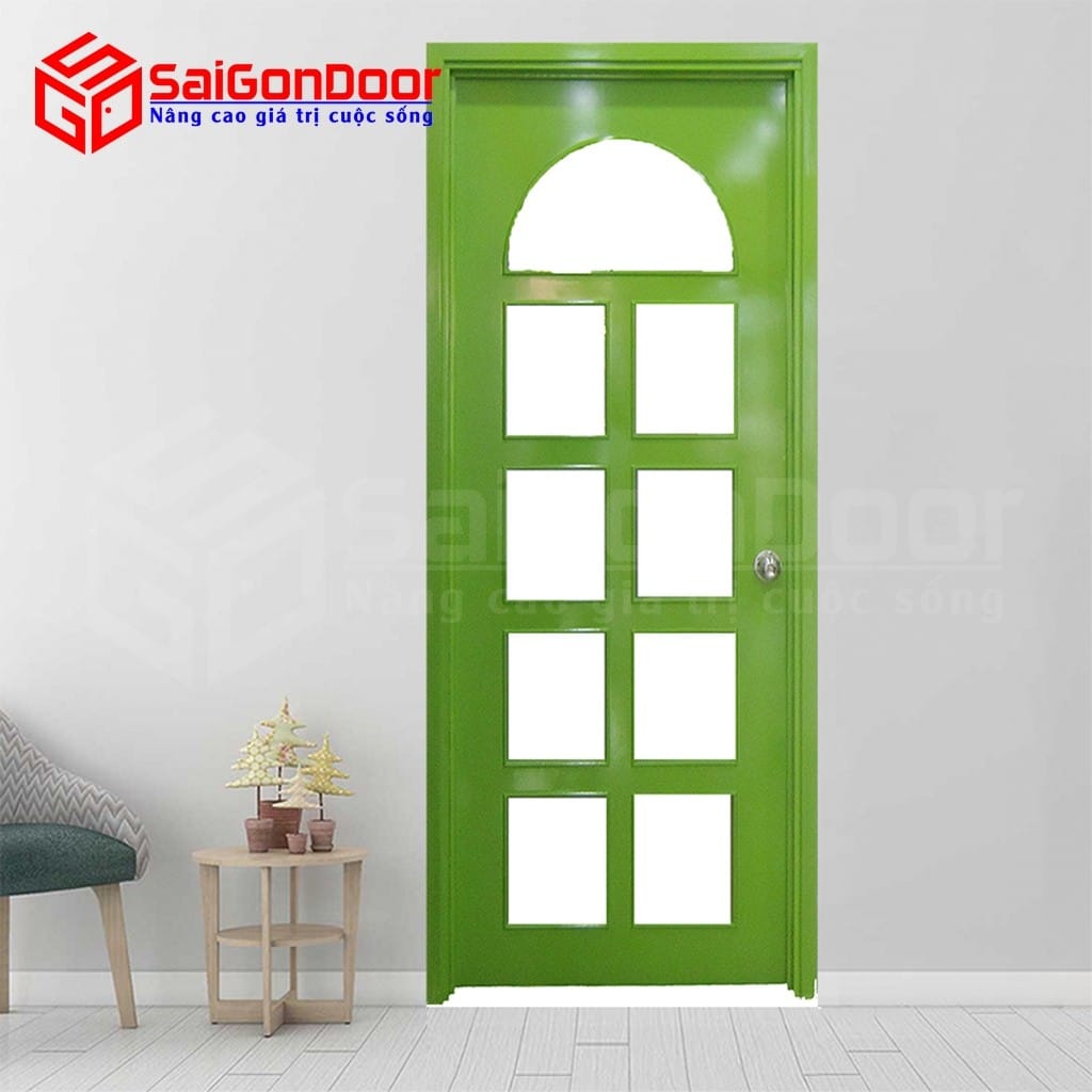 Cửa gỗ công nghiệp MDF Veneer P1G9 xanh lá