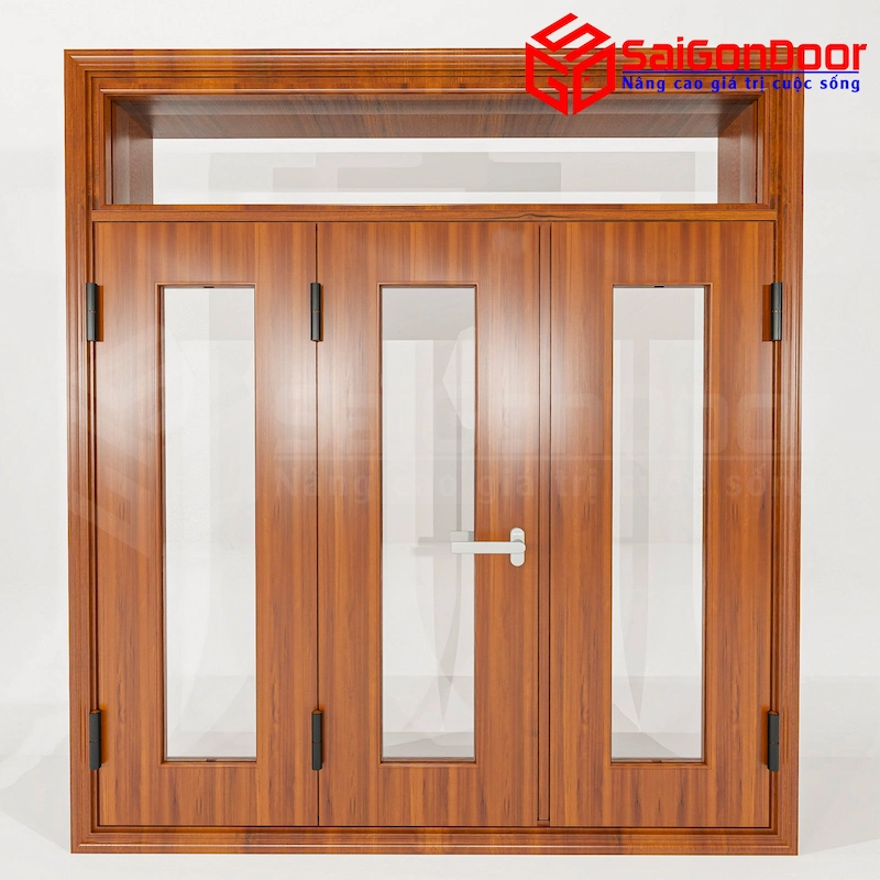 cửa nhôm giả gỗ 2 cánh