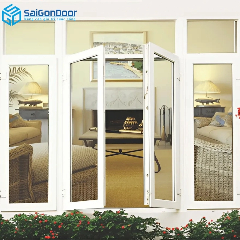 giá cửa nhựa lõi thép phòng ngủ