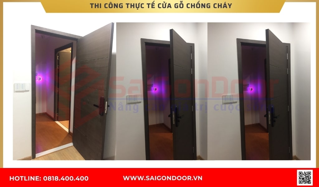 Thi công thực tế cửa gỗ chống cháy