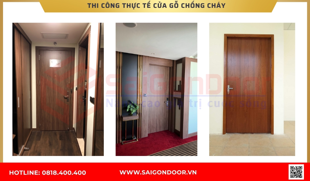 Hình ảnh thi công thực tế cửa gỗ chống cháy