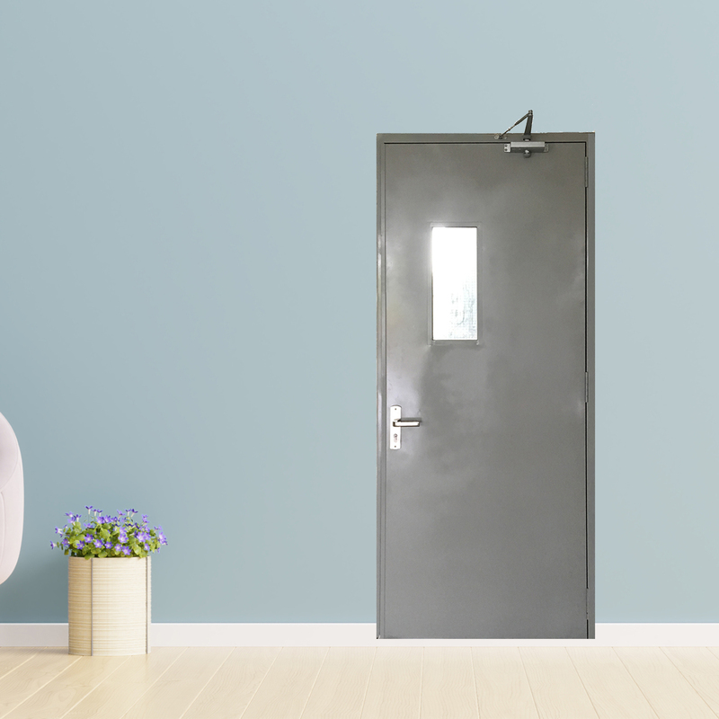 Cửa thép chống cháy TCC P1G1 xám tay đẩy hơi