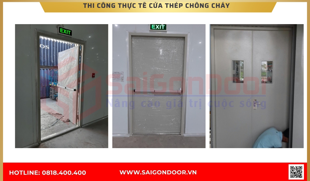 Hình ảnh thi công thực tế cửa thép chống cháy