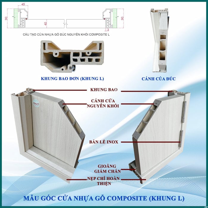 Cấu tạo cửa nhựa gỗ composite khung bao chữ L