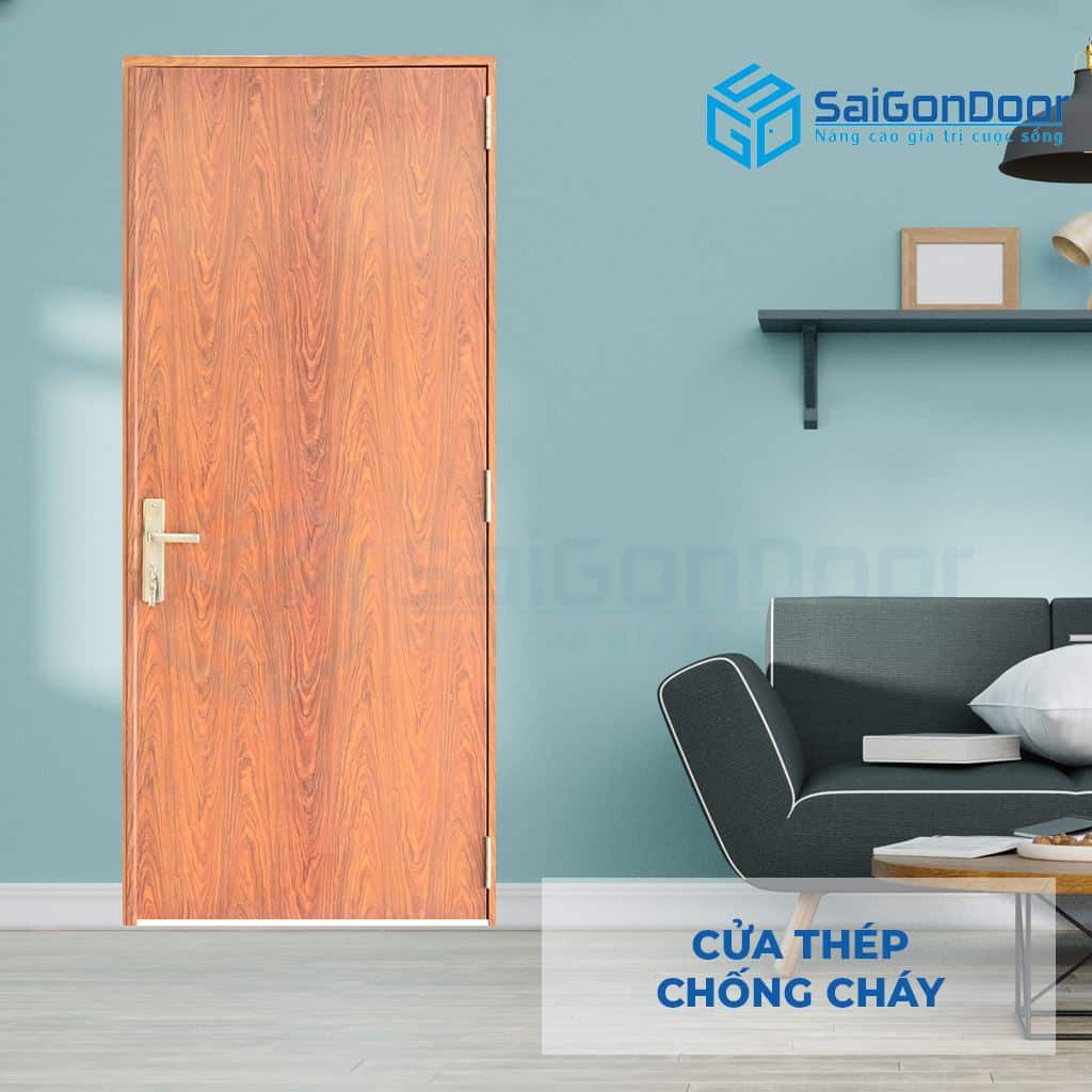 Mẫu cửa thép chống cháy P1 vân gỗ