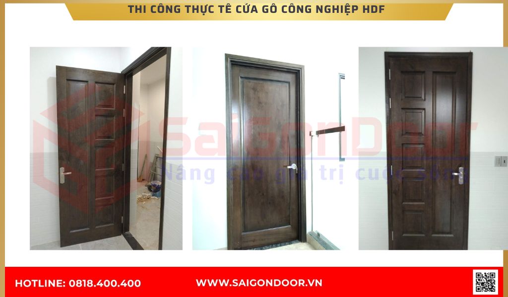 Hình ảnh công trình thực tế cửa gỗ công nghiệp HDF Bình Dương