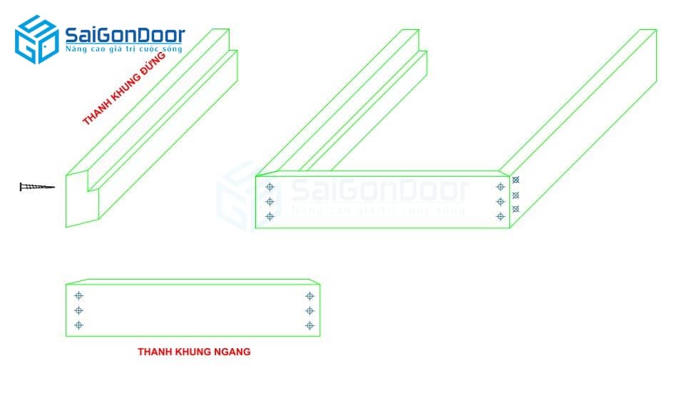 (Hình 6: Lắp ghép thanh khung L) - Biện pháp thi công