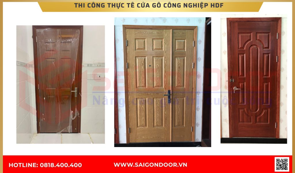 Hình ảnh công trình thực tế cửa gỗ công nghiệp HDF Bình Dương