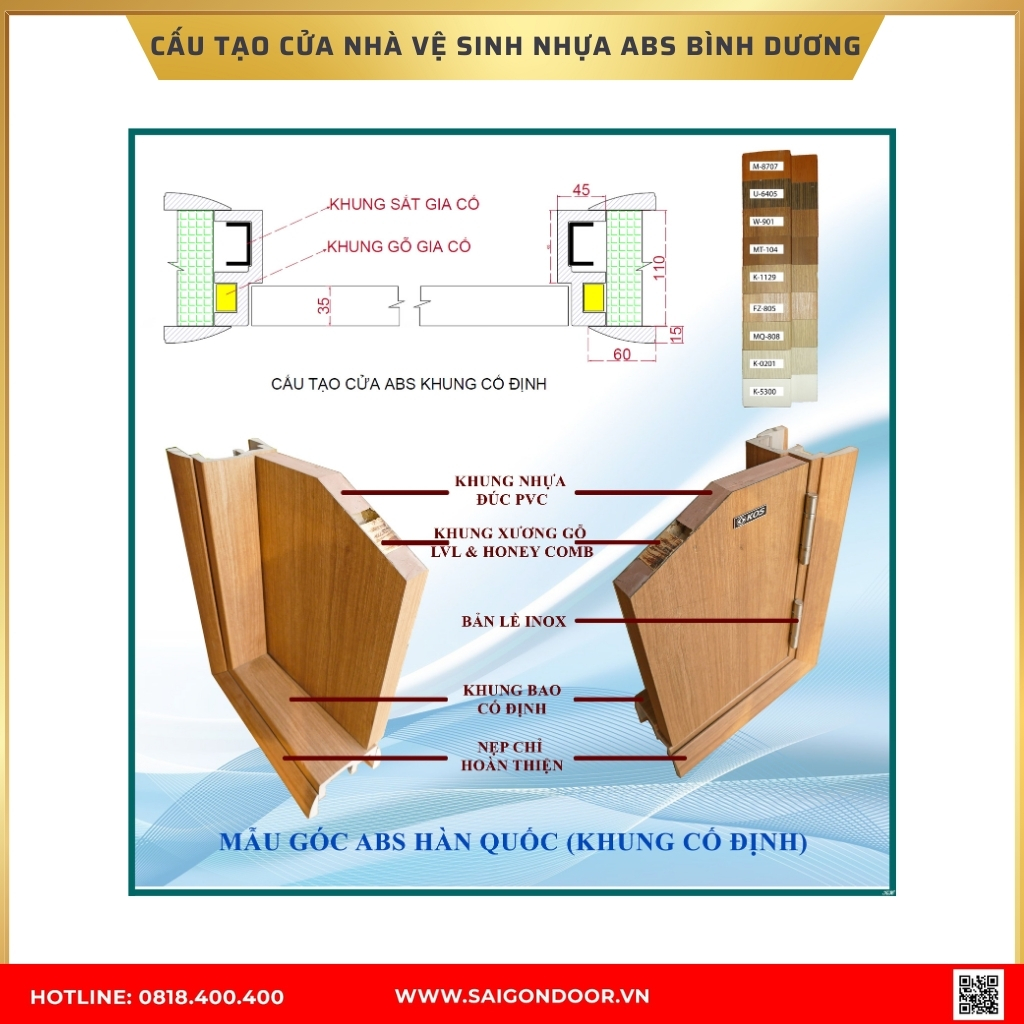 Cấu tạo cửa nhà vệ sinh nhựa ABS Hàn Quốc Bình Dương