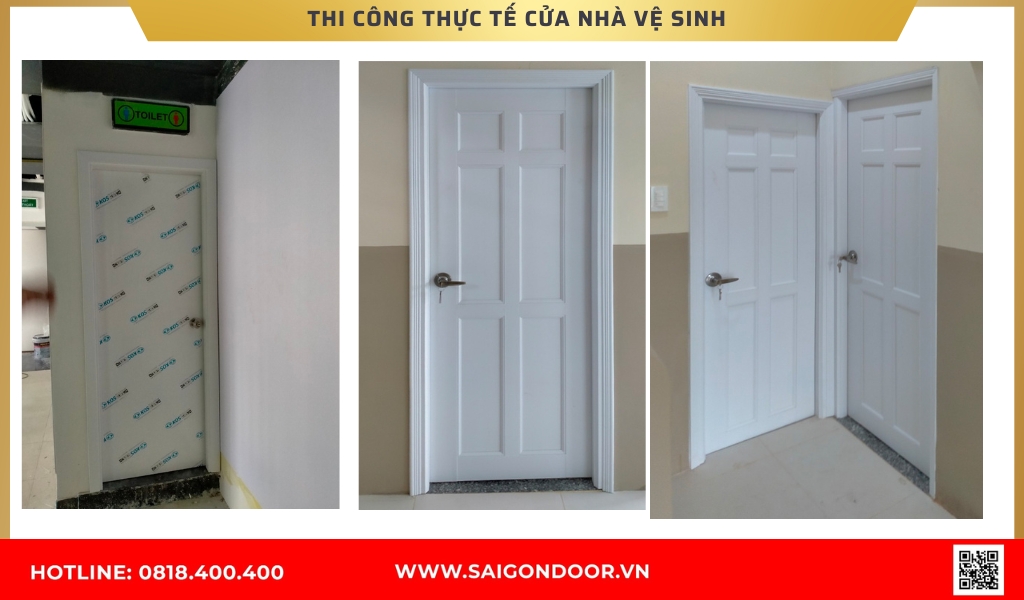 Hình ảnh thi công thực tế cửa nhà vệ sinh