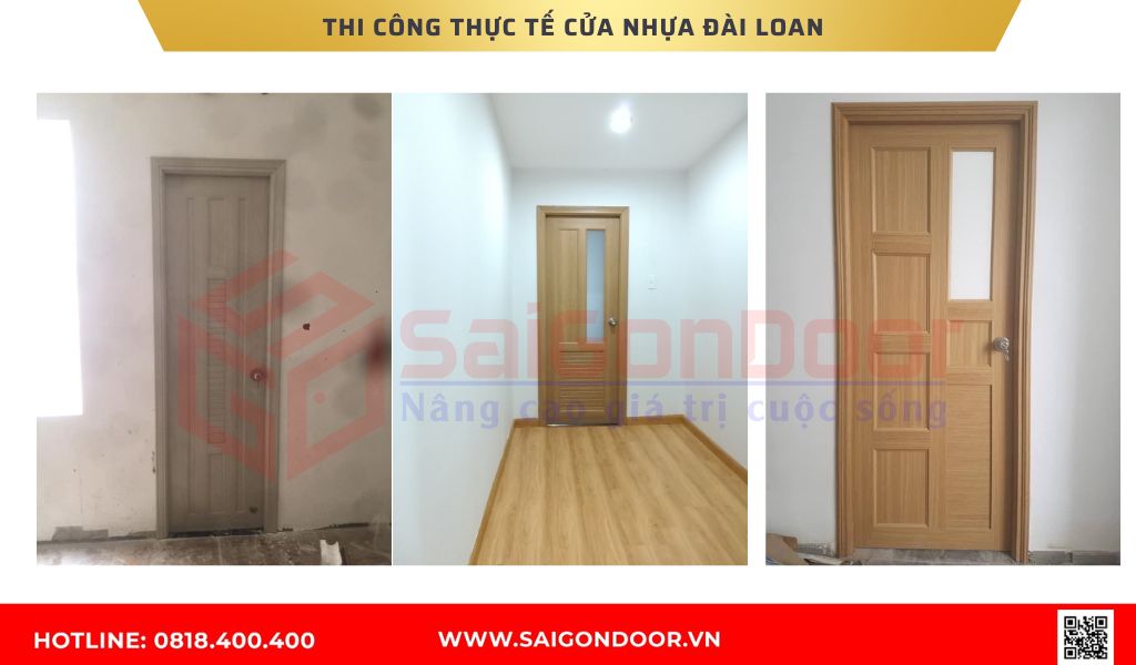 Hình ảnh thi công thực tế cửa nhựa Đài Loan