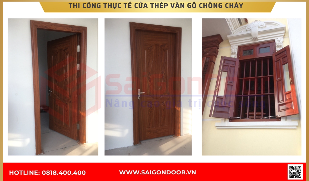 Hình ảnh thi công thực tế cửa thép chống cháy