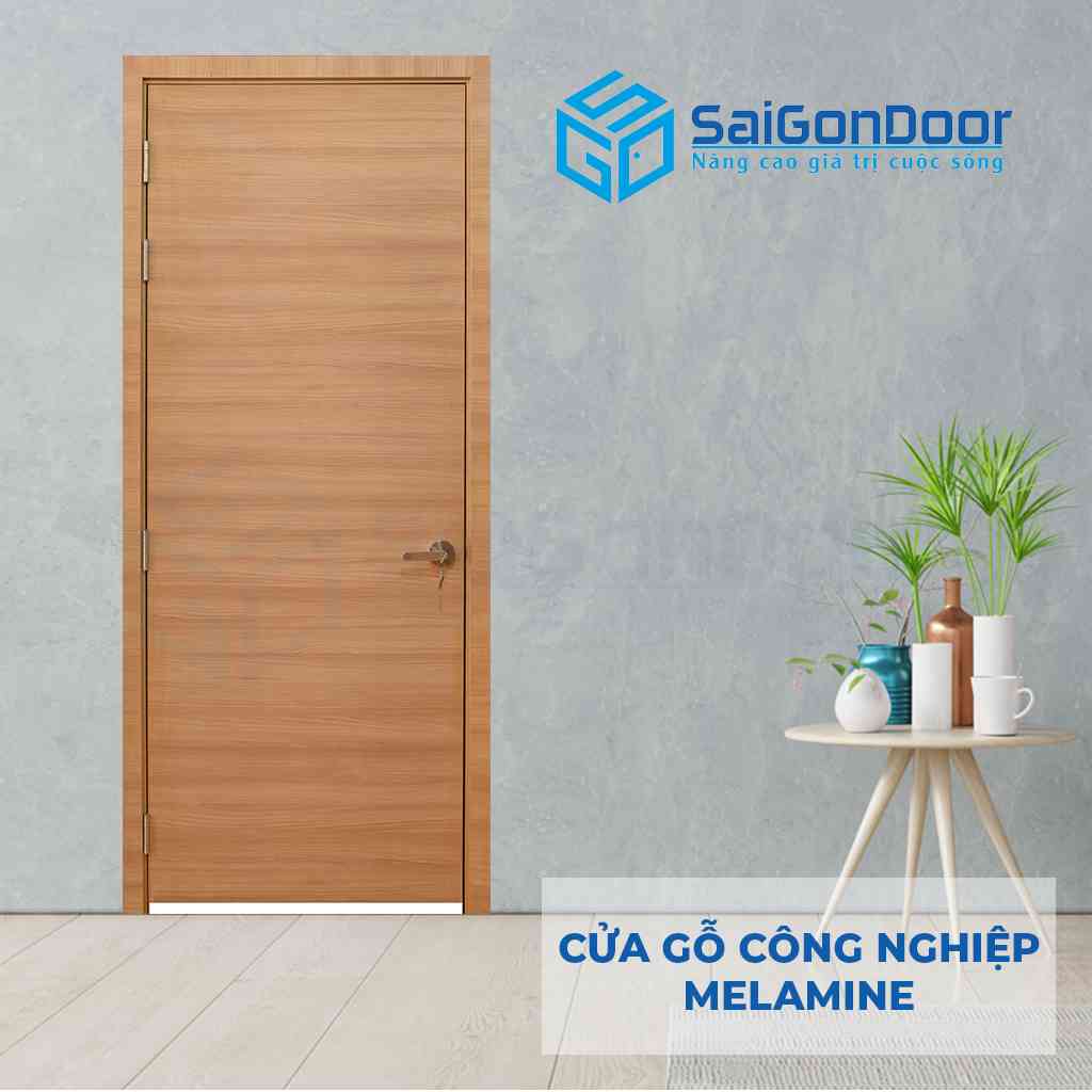 Cửa cách nhiệt MDF Melamine P1 vân ngang SGD